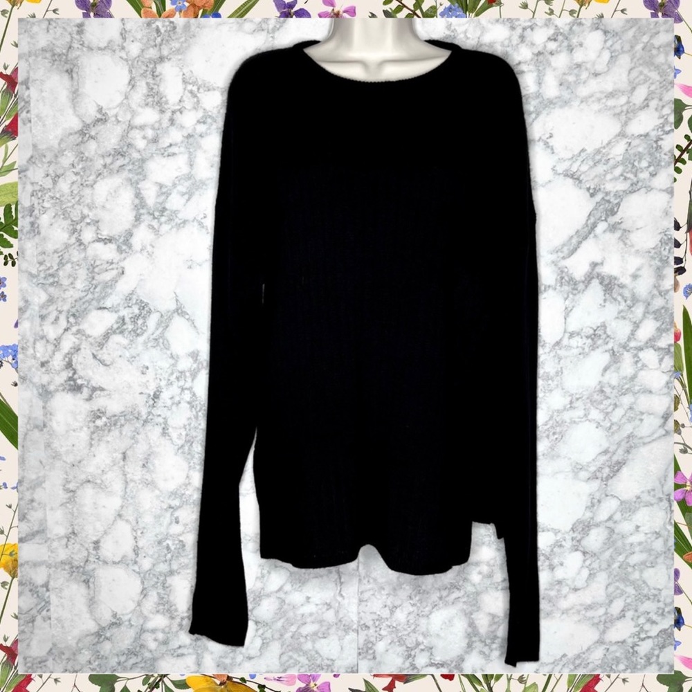 Sag Harbor Women’s 90s Oversized Black Rib Knit Sweater Size M